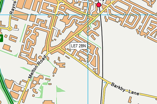 LE7 2BN map - OS VectorMap District (Ordnance Survey)