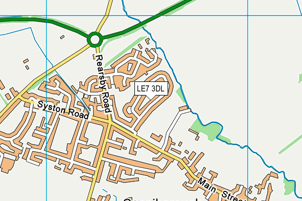 LE7 3DL map - OS VectorMap District (Ordnance Survey)