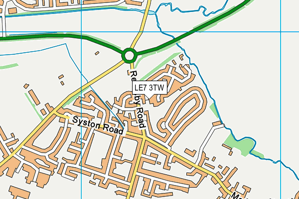LE7 3TW map - OS VectorMap District (Ordnance Survey)