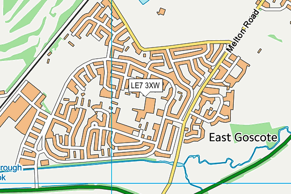LE7 3XW map - OS VectorMap District (Ordnance Survey)
