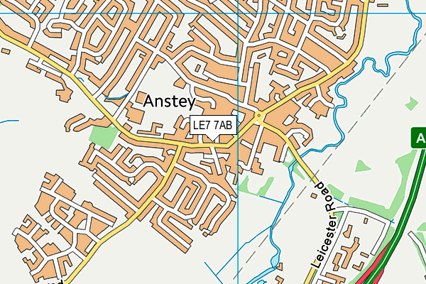 LE7 7AB map - OS VectorMap District (Ordnance Survey)