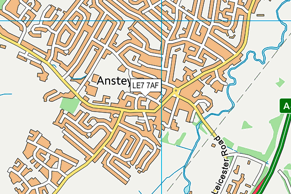 LE7 7AF map - OS VectorMap District (Ordnance Survey)