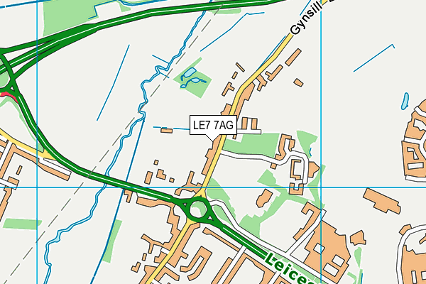 LE7 7AG map - OS VectorMap District (Ordnance Survey)