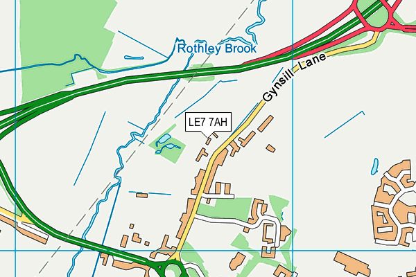 LE7 7AH map - OS VectorMap District (Ordnance Survey)