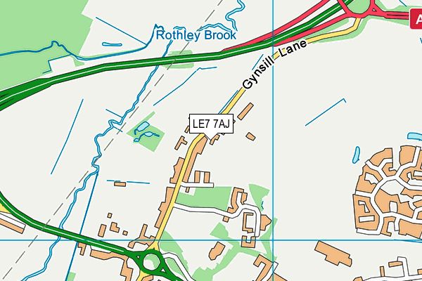 LE7 7AJ map - OS VectorMap District (Ordnance Survey)