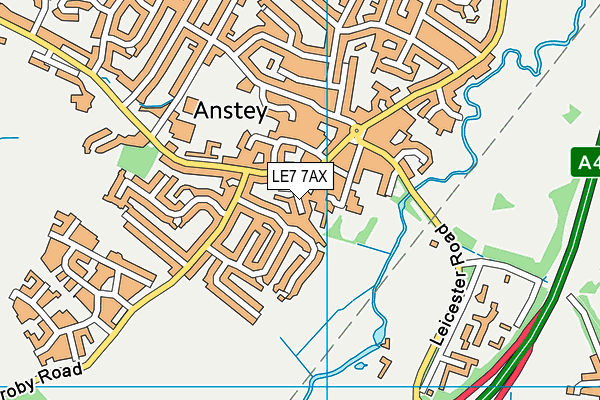 LE7 7AX map - OS VectorMap District (Ordnance Survey)