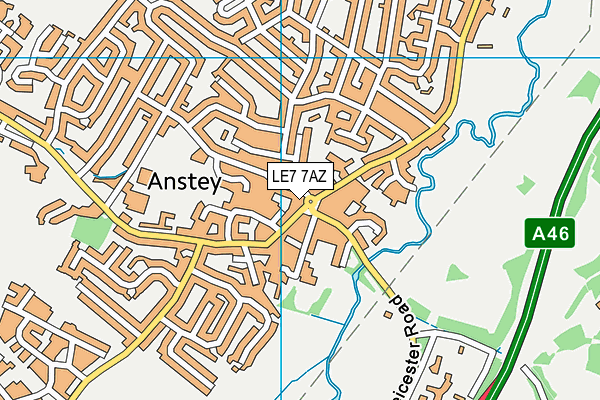 LE7 7AZ map - OS VectorMap District (Ordnance Survey)