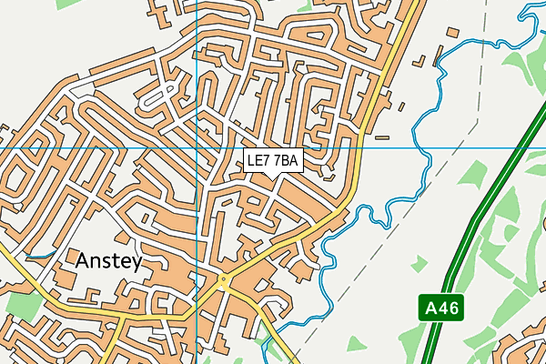 LE7 7BA map - OS VectorMap District (Ordnance Survey)
