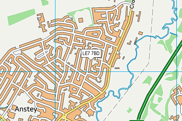 LE7 7BD map - OS VectorMap District (Ordnance Survey)