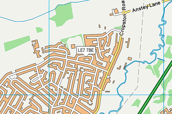LE7 7BE map - OS VectorMap District (Ordnance Survey)