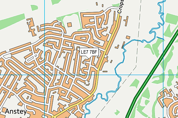 LE7 7BF map - OS VectorMap District (Ordnance Survey)