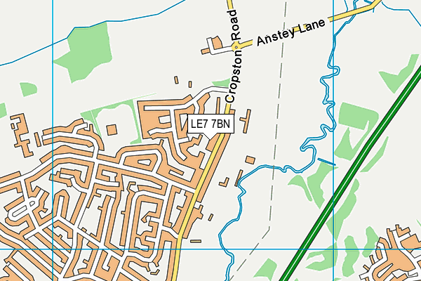 LE7 7BN map - OS VectorMap District (Ordnance Survey)