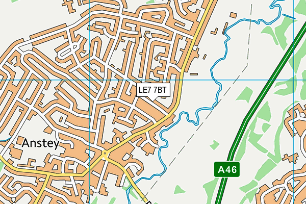 LE7 7BT map - OS VectorMap District (Ordnance Survey)