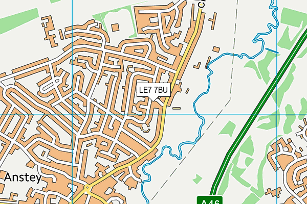 LE7 7BU map - OS VectorMap District (Ordnance Survey)