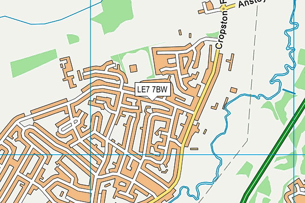 LE7 7BW map - OS VectorMap District (Ordnance Survey)