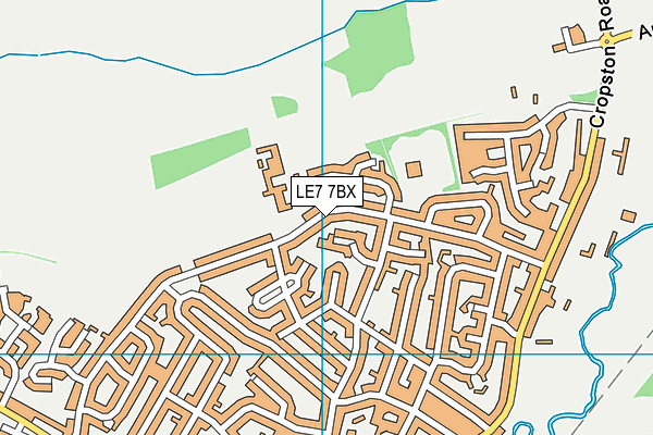 LE7 7BX map - OS VectorMap District (Ordnance Survey)
