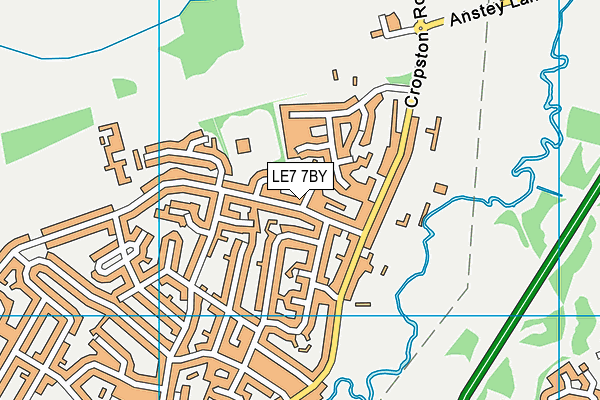 LE7 7BY map - OS VectorMap District (Ordnance Survey)