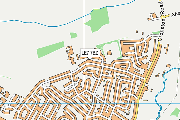 LE7 7BZ map - OS VectorMap District (Ordnance Survey)