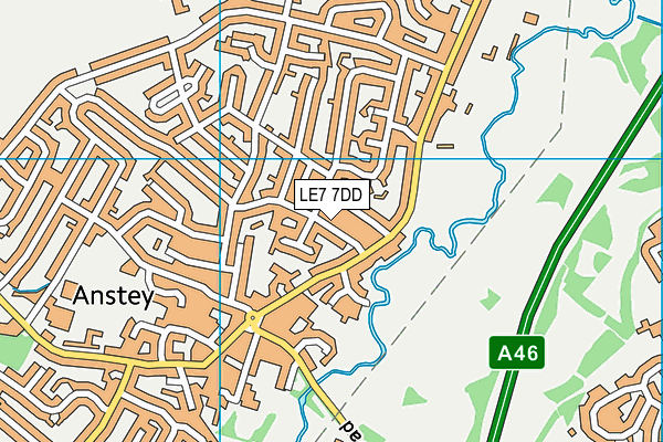 LE7 7DD map - OS VectorMap District (Ordnance Survey)