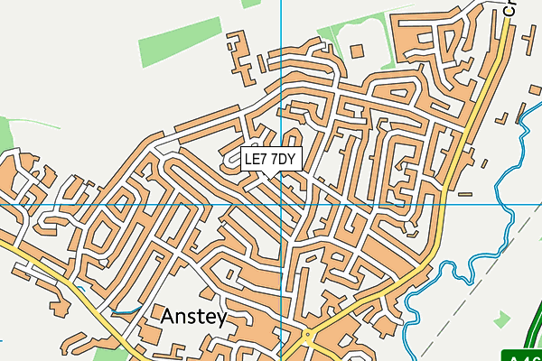 LE7 7DY map - OS VectorMap District (Ordnance Survey)