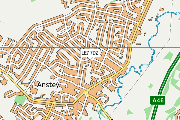 LE7 7DZ map - OS VectorMap District (Ordnance Survey)