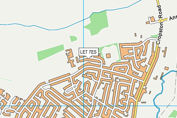 LE7 7ES map - OS VectorMap District (Ordnance Survey)