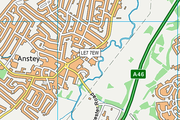 LE7 7EW map - OS VectorMap District (Ordnance Survey)