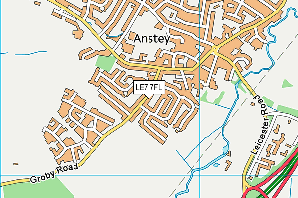 LE7 7FL map - OS VectorMap District (Ordnance Survey)