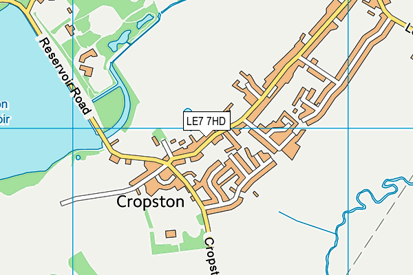 LE7 7HD map - OS VectorMap District (Ordnance Survey)