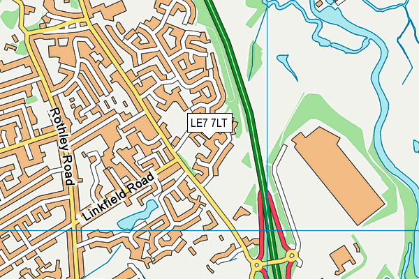 LE7 7LT map - OS VectorMap District (Ordnance Survey)
