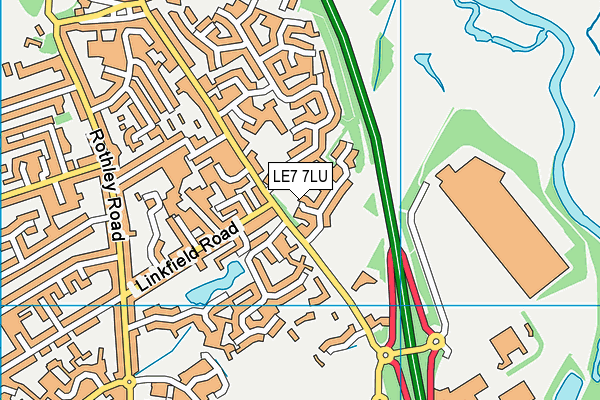 LE7 7LU map - OS VectorMap District (Ordnance Survey)