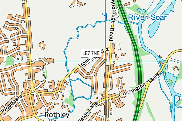 LE7 7NE map - OS VectorMap District (Ordnance Survey)