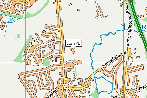 LE7 7PE map - OS VectorMap District (Ordnance Survey)