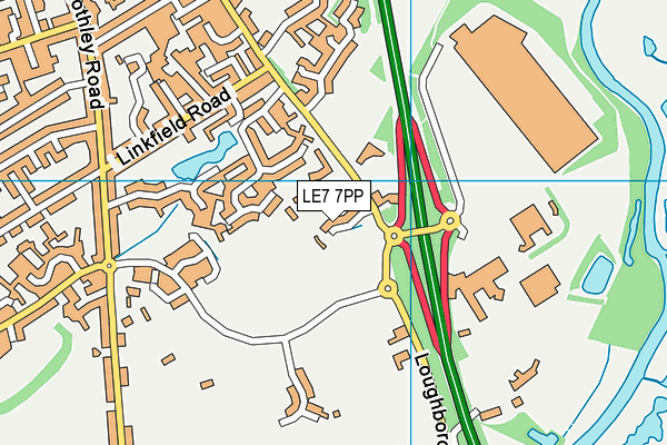 LE7 7PP map - OS VectorMap District (Ordnance Survey)