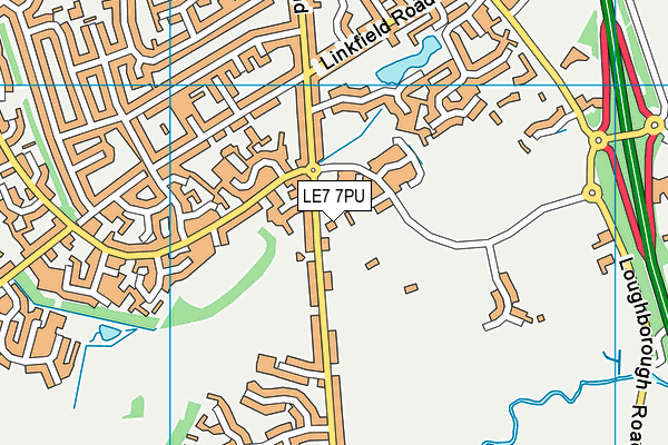 LE7 7PU map - OS VectorMap District (Ordnance Survey)