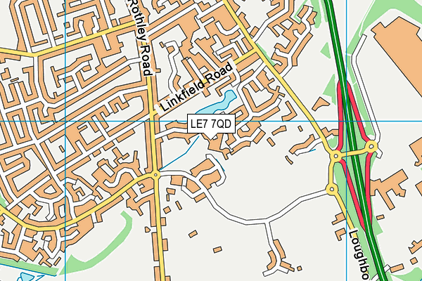 LE7 7QD map - OS VectorMap District (Ordnance Survey)