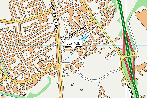 LE7 7QE map - OS VectorMap District (Ordnance Survey)