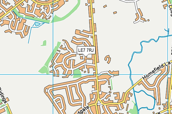 LE7 7RJ map - OS VectorMap District (Ordnance Survey)