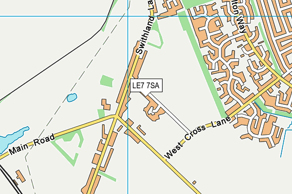LE7 7SA map - OS VectorMap District (Ordnance Survey)