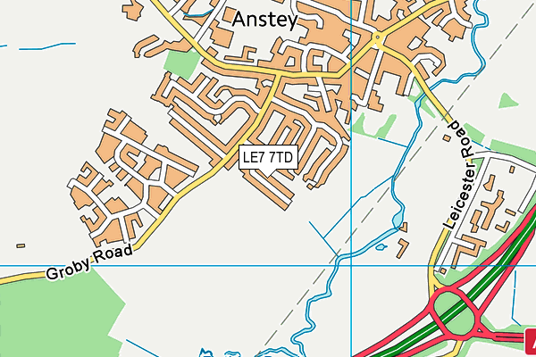 LE7 7TD map - OS VectorMap District (Ordnance Survey)
