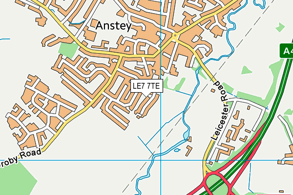 LE7 7TE map - OS VectorMap District (Ordnance Survey)