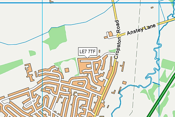 LE7 7TF map - OS VectorMap District (Ordnance Survey)