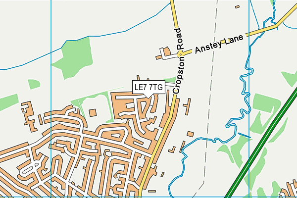 LE7 7TG map - OS VectorMap District (Ordnance Survey)