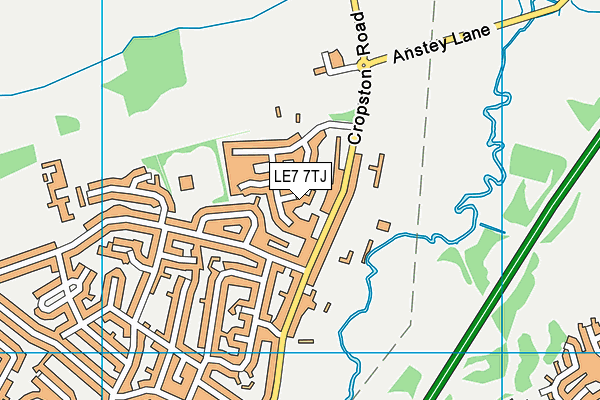 LE7 7TJ map - OS VectorMap District (Ordnance Survey)