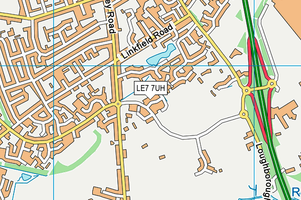 LE7 7UH map - OS VectorMap District (Ordnance Survey)