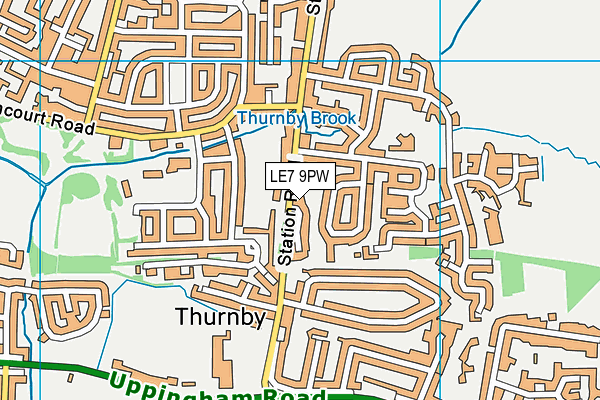 LE7 9PW map - OS VectorMap District (Ordnance Survey)