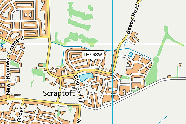 LE7 9SW map - OS VectorMap District (Ordnance Survey)