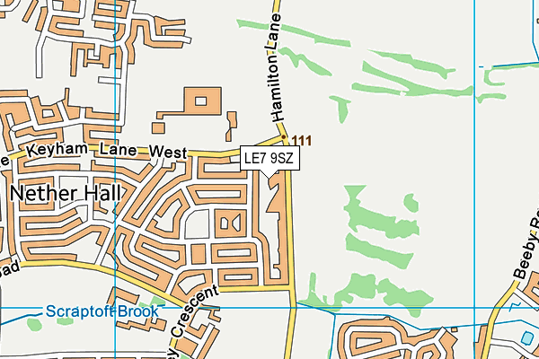 LE7 9SZ map - OS VectorMap District (Ordnance Survey)