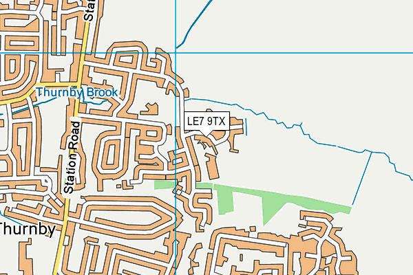 LE7 9TX map - OS VectorMap District (Ordnance Survey)