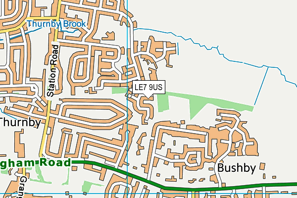 LE7 9US map - OS VectorMap District (Ordnance Survey)